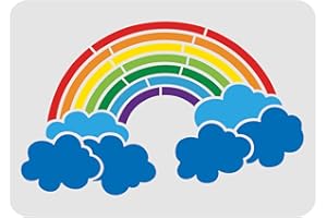 FINGERINSPIRE Rainbow Stencil Template 30x21cm Rectangle Rainbow Cloud Painting Stencil Reusable DIY Art Stencil for Walls and Crafts (Plastic)