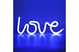 JEMESI Love Neon Sign,LED Neon Light, Battery/USB Powered Neons Lights, LED Alphabet Lights, Wall Light, Sign Wall Art Decoration for Bedroom, Bar, Party (13.38 x 5.11 inch)