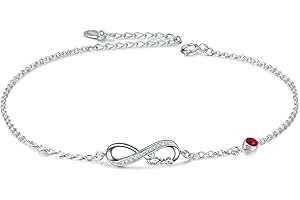 AOBOCO Infinity - Cavigliera da donna, in argento Sterling 925, regolabile, 22 + 5 cm