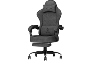 PZDO Gaming Chair, Gaming Chairs for Adults, Ergonomic Computer Chair with Footrest, Reclining Pc Gamer Chairs with Headrest and Lumbar Support, Technical Fabric, Black, 350LBS