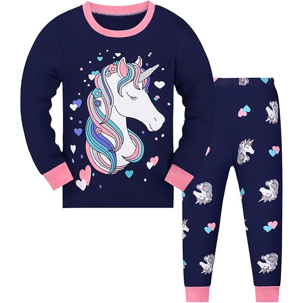 Pack De 3 Pyjamas Bébé Fille 100% Coton - Imprimés Dessin Animé - Sous-Vêtements Chauds 4 Saisons - 6 Mois à 5 Ans
