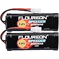 FLOUREON 7.2V 3500mAh NiMH 6 Cell Rechargeable RC Battery with Tamiya Plug for Popular Standard RC Cars including Traxxas, LOSI, Associated, HPI, Tamiya, Kyosho (2pack)