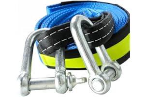 BEYLOS Tow Rope High Strength Towing Strap - 5 Maters 8 Ton (16.4' Long 17600 Lb), with Two Safety Hooks & Reflective Strip, Bibetter Road Recovery Towing Cable Winch Strap