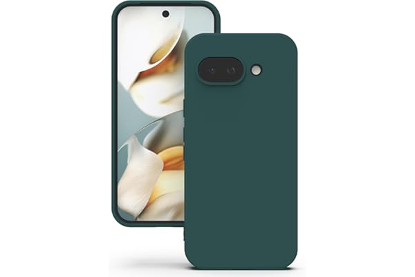 YATWIN Coque pour Google Pixel 9a, Coque TPU Aspect Silicone Liquide avec Doublure, Protection Caméra et Écran 1mm, Fine et Légère, Anti-Rayures, Vert