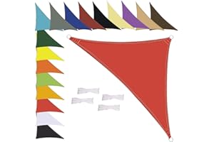 MENGH Sonnensegel Wasserdicht Dreieck, wetterbeständig, Premium Polyester, Viele Längen und Breiten Zur Auswahl inkl Befestigungsseile, 1.6x1.6x1.6m Rot
