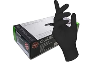 GUARD 5 EU-Schutz 100 pièces/boîte, Gants en nitrile taille M, Gants en nitrile noir, Gants jetables noirs non poudrés & sans latex, Gants de cuisine jetables, Gants d'hygiène noirs jetables