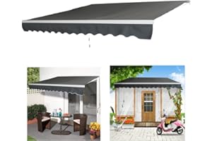ACXIN Store banne en aluminium - Protection solaire - Avec manivelle - Imperméable - Gris foncé (2,5 m x 2 m)