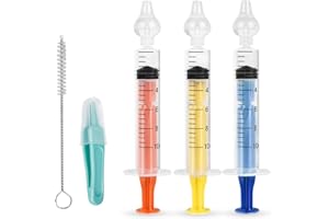 LYCTEIKI 3 Stück Nasensauger Baby, Wiederverwendbarem Baby Nasendusche mit Reinigungsbürste und Pinzette, Hochwertige Weiche Silikonspitze Nasendusche für Kleinkinder (10ml)