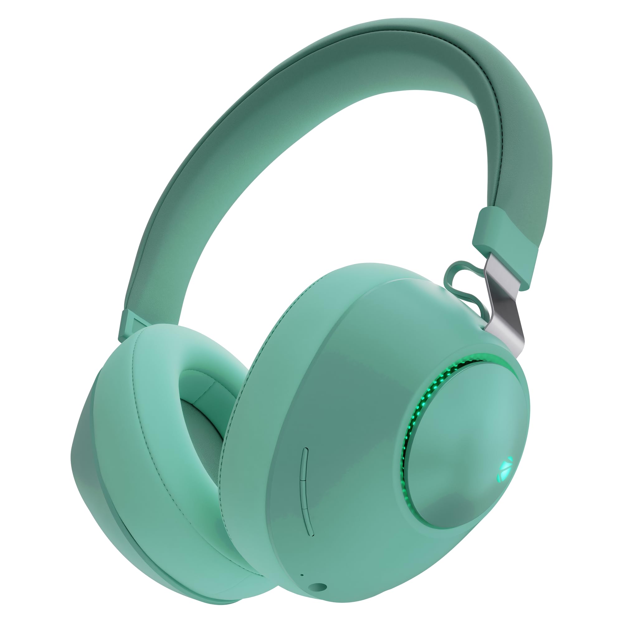 ZEBRONICS Duke Wireless Over Ear Headphone with Up to 60h Backup, Bluetooth, Dual Pairing, Gaming Mode, Environmental Noise Cancellation (ENC), LED Lights, Deep Bass, Voice Assistant Support (Green)