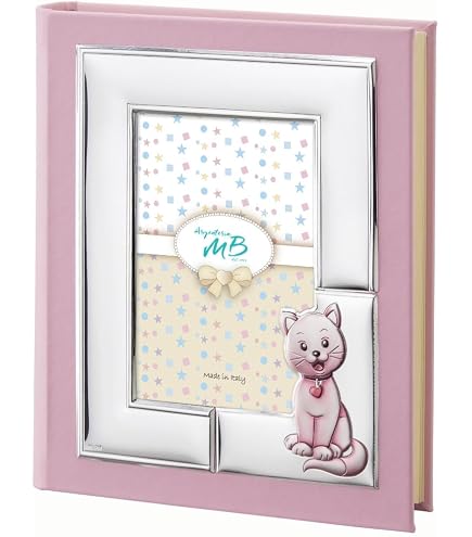 Album Portafoto Bimbo Valenti&CO. Con Cornice Frontale In Argento – Formato 15x20 Cm, Colore Rosa
