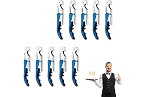 MADEHAY Tire Bouchon en Acier Inoxydable,3 en 1,Ouvre-Bouteilles de Bière Bhampagne Vin(bleu/10 pièces)