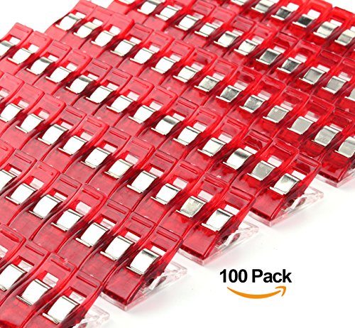 ilauke Stoffklammern Wonder Clips Nähen Zubehöre Kunststoff Patchwork Buckle Multi-Use Nähmaschinenhelfer Kurzwaren (100 rot) - 7