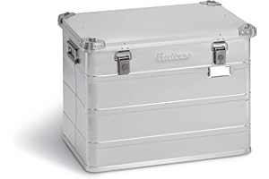 Enders Vancouver Caja almacenaje de aluminio 123 litros - Maletin con asa de transporte, Rincones de apilamento y hangtag de acero inoxidable - Caja aluminio Plateado #1352