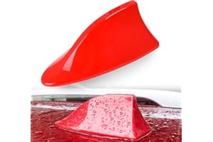 UNIHOC Aleta de Tiburón de Coche Antena, Antena Ficticia Decorativa Tiburón, Coche Antena Autoadhesiva, Antena de Coche Universal, Impermeable Adhesive de Aleta, Tiburón con Base Antena Aleta,Rojo