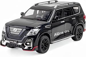 Oasisgalore 1:24 Nissan Patrol Diecast Model Cars Kit, Sound Light Modified Car Alloy Toy Birthday Gift for Boys and Girls (Black)