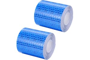 Oneyijun 2 Rollos 3m x 5cm Cinta Reflectante de Seguridad PVC - Banda Adhesiva Reflectante de Alta Intensidad para Señalización Vial, Protección Industrial y Chalecos - impermeable (Azul)