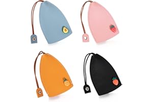 WisePoint Cute Key Fob Case 4PCS, PU Leather Car Key Case Portable Key Pouch for Car Keys, Personalized Key Case Pull Out Key Bag for Men and Women