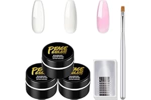PEACECOLOR Kit de Gel Ongle UV Construction Clair Rose Blanc Vernis Gel UV pour D'extension Ongles 20pcs Formes D'ongles et Brosse à Ongles Ensemble de Manucure Nail Art