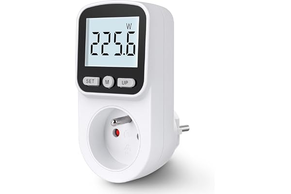 Wattmetre Prise Consommation Electrique, Prise Compteur d'Énergie Wattmètre Rétroéclairage LCD, Mesure Consommation Electrique Tension Actuel kWh, Compteur Électrique 3680W Protection Contre Surcharge