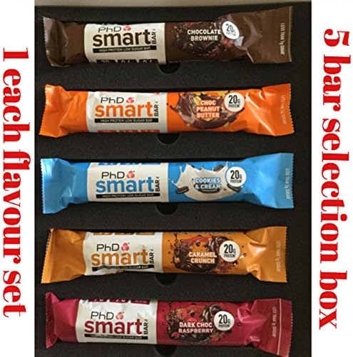 5 PhD Smart bars selection pack high protein low carb and sugar 5 flavours sent in our tamper proof box