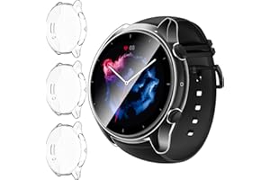 ivoler 3 Stücke Klar Silikon Hülle für Amazfit GTR 3 Pro/Amazfit GTR 3 Schutzhülle, Vollständige Abdeckung Schutzfolie Weiche TPU Cover Case Schutz Displayschutz Folie