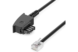 deleyCON 6m Telefonkabel TAE-F Stecker auf RJ11 Stecker Int. Norm (F-Kennung) 6P4C Flachkabel Analoge Endgeräte an TAE-F Telefondose Telefon Fax Modem Router Anrufbeantworter Schwarz