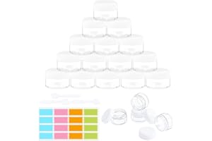 WUERQIE 15 Stück Döschen,25ml/25g Leerdose klarer Tiegel Probe Transparentes Cremeglas Kosmetikflaschenbehälter mit Schraubverschluss Reiseset,Verwendet für Lippenbalsam,Lotion,Creme,Pigmente（Weiß）