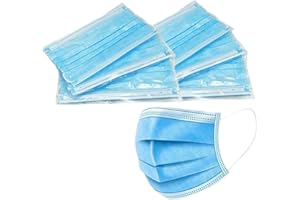 BMC TECH - FACE MASK - 3PLY - BLUE- Individually Wrapped Disposable Mask - 50 Pcs - Nose & Mouth Cover with 3-Layer Material, Elastic Ear Loops & Comfortable Universal Design for Adults & Teens