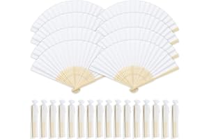 Scettar Weiß Klappbar Fächer, 16 Stück Handfächer Mit Tragbaren Taschen Für Hochzeitsdeko, Papierfächer Weiß Für Fächer Hochzeit Gäste, Fächer Für Hochzeitsgäste/Hochzeit Deko/Bridesmaid Gift