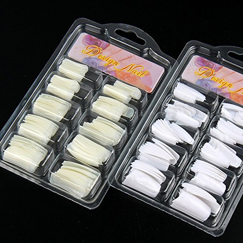 Fashion Galerie Nagel Design Set künstliche Fingelnägel Tipkasten Tipcutter Kit Nagelkleber falsche Nägel Set weiß naturfarbe Fingernägel… - 4