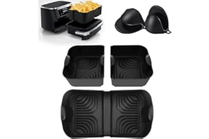 WISETEN Accessoires pour Friteuse à Air Ninja Foodi FlexDrawer Air Fryer AF500EUCP 10,4L, Moule de Friteuse en Silicone Réutilisables et Pliables, Pinces à Mainc en Silicone pour Air fryer Ninja AF500EU