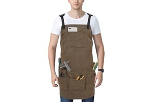 Leisofter Werkzeugschürze für Herren, Schreiner-Schürze, Wasserdichte Gewachste Leinenschürze Geeignet für Küche, Garten, Keramik, Handwerk, Werkstatt, Garage