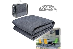 NEWFUN Tapis de Sol Camping Car, Tapis d'auvent avec œillets, Tapis de Tente pour Camping en Plein Air, Lavable, Sac de Transport et Piquets de Fixation Inclus (300 * 400)