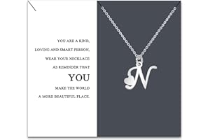 HEYEJET Originales Collar Inicial Acero Inoxidable, Collar Mujer con Colgante Letra A-Z Pequeñas - Bisutería Regalo Madre Hija Cumpleaños Novia o Amigas Regalo Con Tarjeta Inspiradora