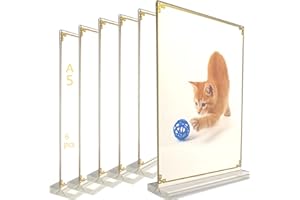 Ashoaza Lot de 6 Présentoirs de Table, Cadre Porte Affiche A5, Support Porte Menu A5 ,(14,8x21,0cm) Acrylique Transparent Porte Vue, Porte Document Pour Restaurants, Menus, Hôtel, l'école, Mariage