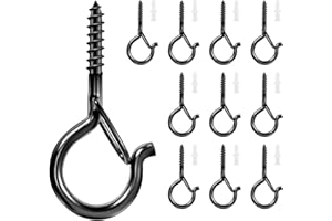 GZQINGYONG 10 Pièces Crochet a Visser,Crochet a Cisser Bois Piton à Visser Vis Crochet,Crochet Mural a Visser Crochet Inox a Visser Avec Clous à Expansion,Avec Boucle de Sécurité Crochet-M4 (Noir)