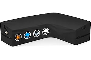 Zettum Abdeckung für Gartenmöbel L-Form 280L x 215R x 80W CM, Outdoor Loungesofa Abdeckung 600D Oxford PU Ecksofa Abdeckhaube, Wasserdichtes Möbbelsets Schutzhülle für Sofa, Loungemöbel