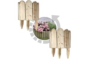 OPENGARDENWEB 2x Bordura da giardino in legno impregnato a rotolo per aiuole, protezione piante e fiori - Vampiro - 110 L x 6,8 P cm x 20/35 H cm (2)