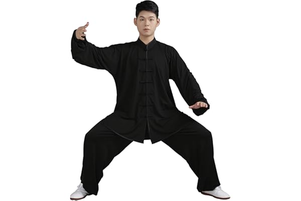 BBLAC 2KEY Vêtements d'arts martiaux | Uniformes traditionnels chinois pour Tai Chi et Wing Chun | Costume unisexe fabriqué en soie de lait | Costumes légers pour la méditation et le qigong