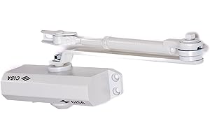 CISA Serie 604 - Chiudiporta a Cremagliera con Arresto 16046103045 - Chiudiporta con Velocità di chiusura Regolabile - Finitura Bianco - Per Porte Max 85 kg