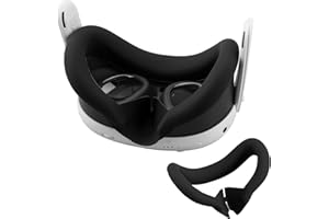 VODUNS Masque Oculaire Silicone Compatible avec Meta Quest 3, Masque de Réalité Virtuelle Contre la Transpiration et la Lumière Coussin Lavable Remplacement pour Quest 3 Accessoires Espaceur Original (Noir)