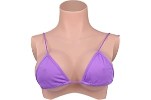 Vnmcry Faux Sein Réaliste en Silicone pour Homme Artificielle Poitrine Forme Remplissage de Gel Encolure Ronde pour Mastectomie Prothèse Transgenre Crossdresser