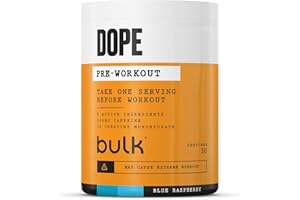Bulk Poudre Pré-Workout Dope | Blue Framboise | 3g Creatine per Serving | 200mg Caffeine | Citrulline Malate & Arginine AKG | Beta-Alanine | Energy, Focus & Performance | 510g Supplement