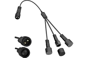 Joysing Connettore Luci Natale 2 Pin Splitter Per Luci Natalizie, 1 a 3 Connettore per Luci di Natale IP65 Impermeabile Connettori Cavo di Prolunga per Stringa Tende Catena Luminosa Interno Esterno