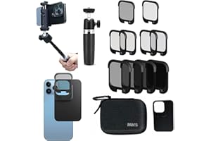 GUEDIEO Pan's Snap Filter All Filter Bundle Aufsatz Objektiv kompatibel für iPhone 13/13Pro/12/12Pro + ausziehbares Stativ und Handyclip