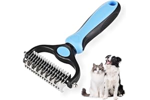 HUIYOUJIU 2-in-1 Dog Brush - Pet Grooming Tool, Dematting Dog Comb, Large Deshedding Tool, 2 Sided Undercoat Rake, Cat Dog Matted Fur Remover for Pets Dogs and Cats with Long Hair (Blue)