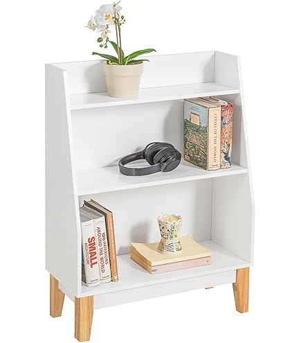 SoBuy Kinderboekenkast, Kinderboekenplank, Speelgoedplank, Boekenplank voor Kinderen, Opbergkast voor Boeken en Speelgoed, Opbergplank voor Kinderkamer met 8 Vakken, Wit, 90 x 30 x 95 cm, KMB57-W