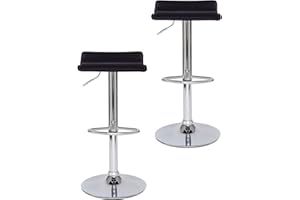 dibea - Set di 2 sgabelli da bar in finta pelle, girevoli a 360°, regolabili in altezza, colore: Nero