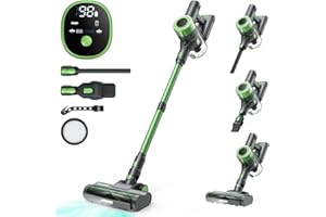 Supstable Aspirapolvere Senza Fili, 30kPa Scopa Elettrica Senza Fili Potente, 60 Mins di Autonomia, Spazzola Anti-Groviglio, Touchscreen, 4 in 1 Aspirapolvere per Pavimenti, Tappeti e Peli di Animali