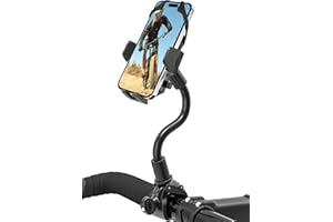 Soporte Móvil Bicicleta, Aozcu Soporte Movil Moto con Ajustable Cuello de Cisne, Anti Vibración Porta Teléfono Motocicleta Bici para iPhone 15 Pro MAX 14 13 12 11,Samsung y 4-7" Smartphone
